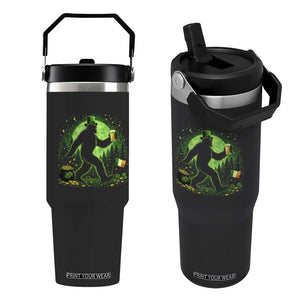 Funny Bigfoot St Patricks Day Flip Straw Tumbler Sasquatch Drinking Green Beer Lover TS14 One Size: 30 oz Black Print Your Wear