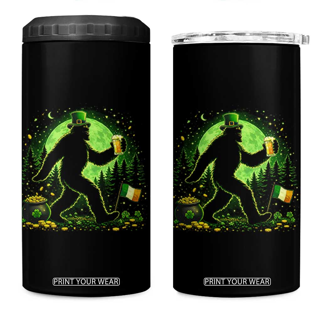 Funny Bigfoot St Patricks Day 4 in 1 Can Cooler Tumbler Sasquatch Drinking Green Beer Lover TS14 One Size: 16 oz Black Print Your Wear