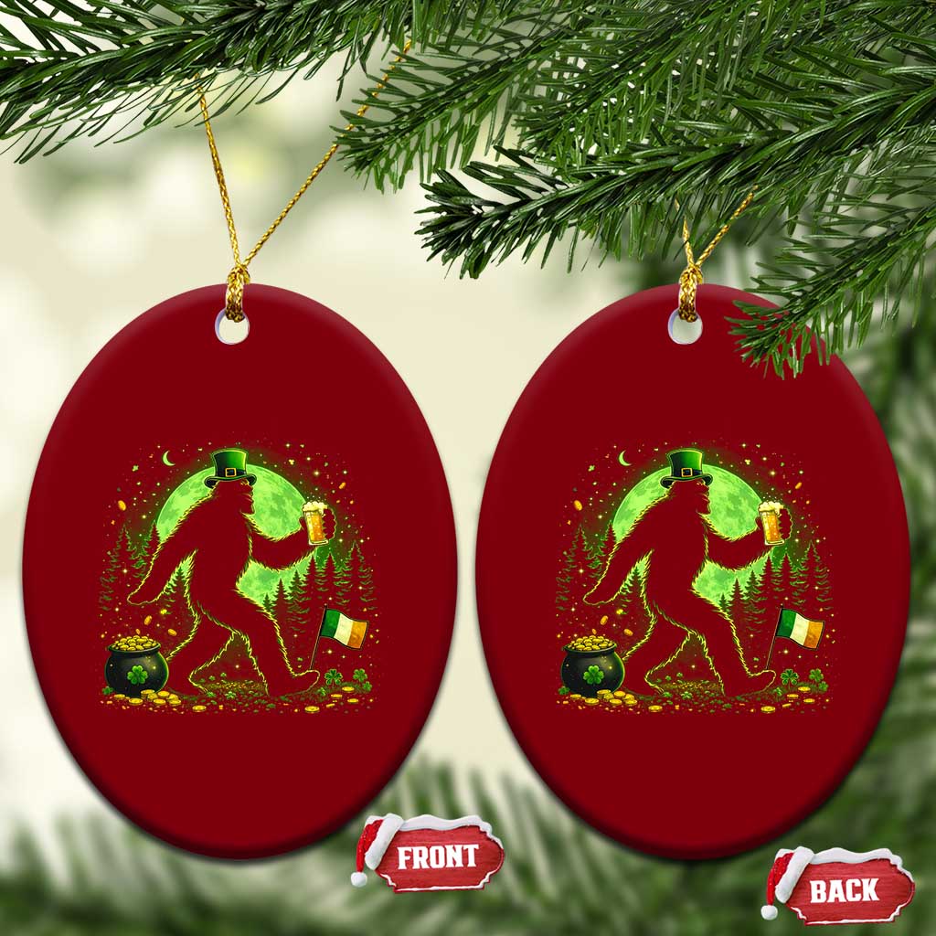 Funny Bigfoot St Patricks Day Ceramic Ornament Sasquatch Drinking Green Beer Lover TS14 Print Your Wear