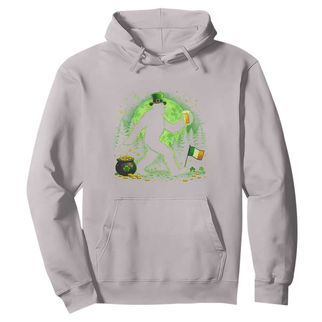 Funny Bigfoot St Patricks Day Hoodie Sasquatch Drinking Green Beer Lover TS14 Ice Gray Print Your Wear