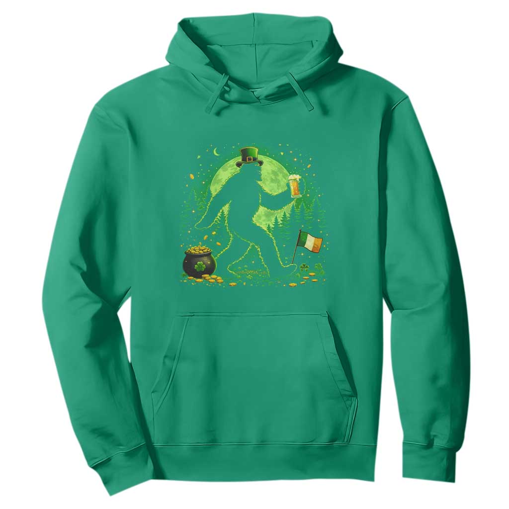 Funny Bigfoot St Patricks Day Hoodie Sasquatch Drinking Green Beer Lover TS14 Irish Green Print Your Wear