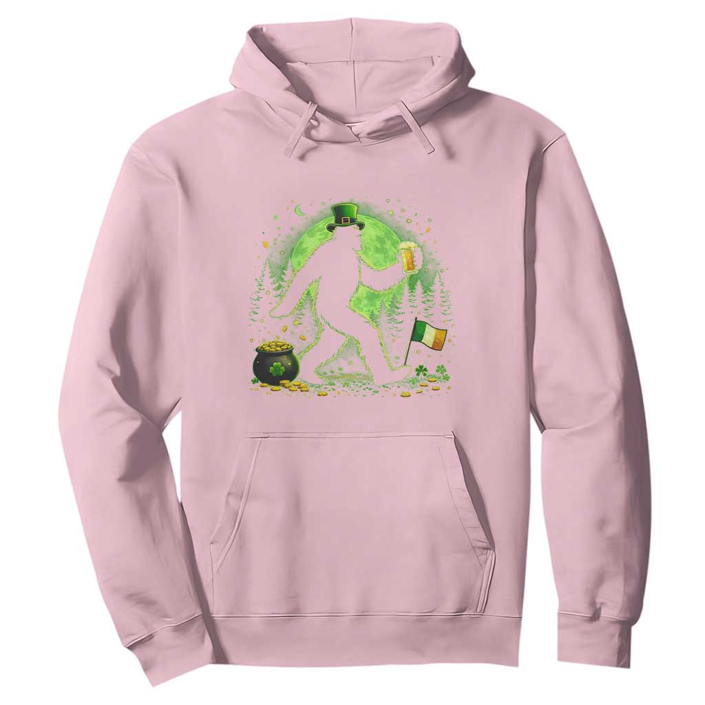 Funny Bigfoot St Patricks Day Hoodie Sasquatch Drinking Green Beer Lover TS14 Light Pink Print Your Wear