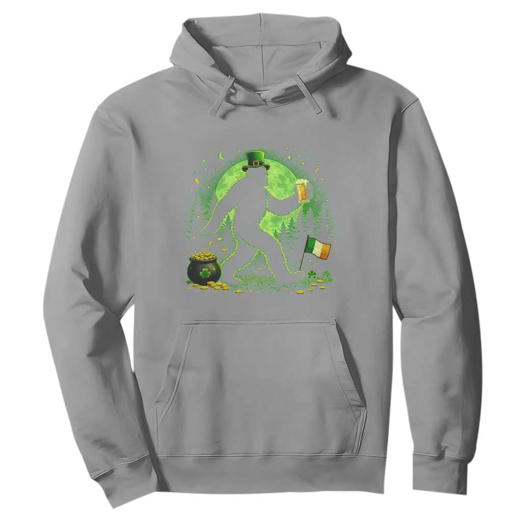 Funny Bigfoot St Patricks Day Hoodie Sasquatch Drinking Green Beer Lover TS14 Sport Gray Print Your Wear