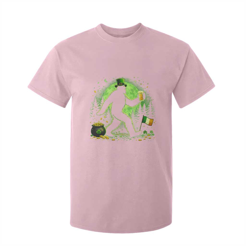 Funny Bigfoot St Patricks Day T Shirt For Kid Sasquatch Drinking Green Beer Lover TS14 Light Pink Print Your Wear