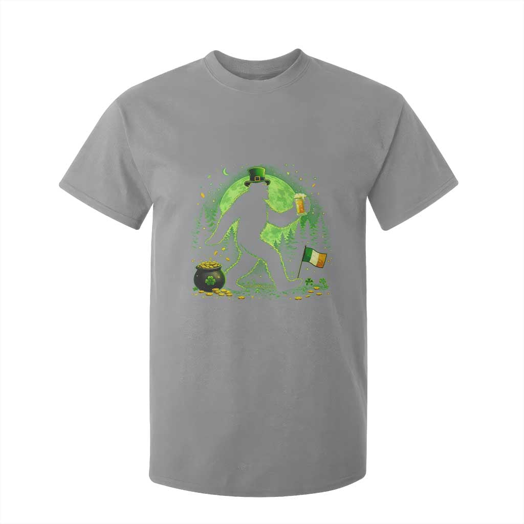 Funny Bigfoot St Patricks Day T Shirt For Kid Sasquatch Drinking Green Beer Lover TS14 Sport Gray Print Your Wear