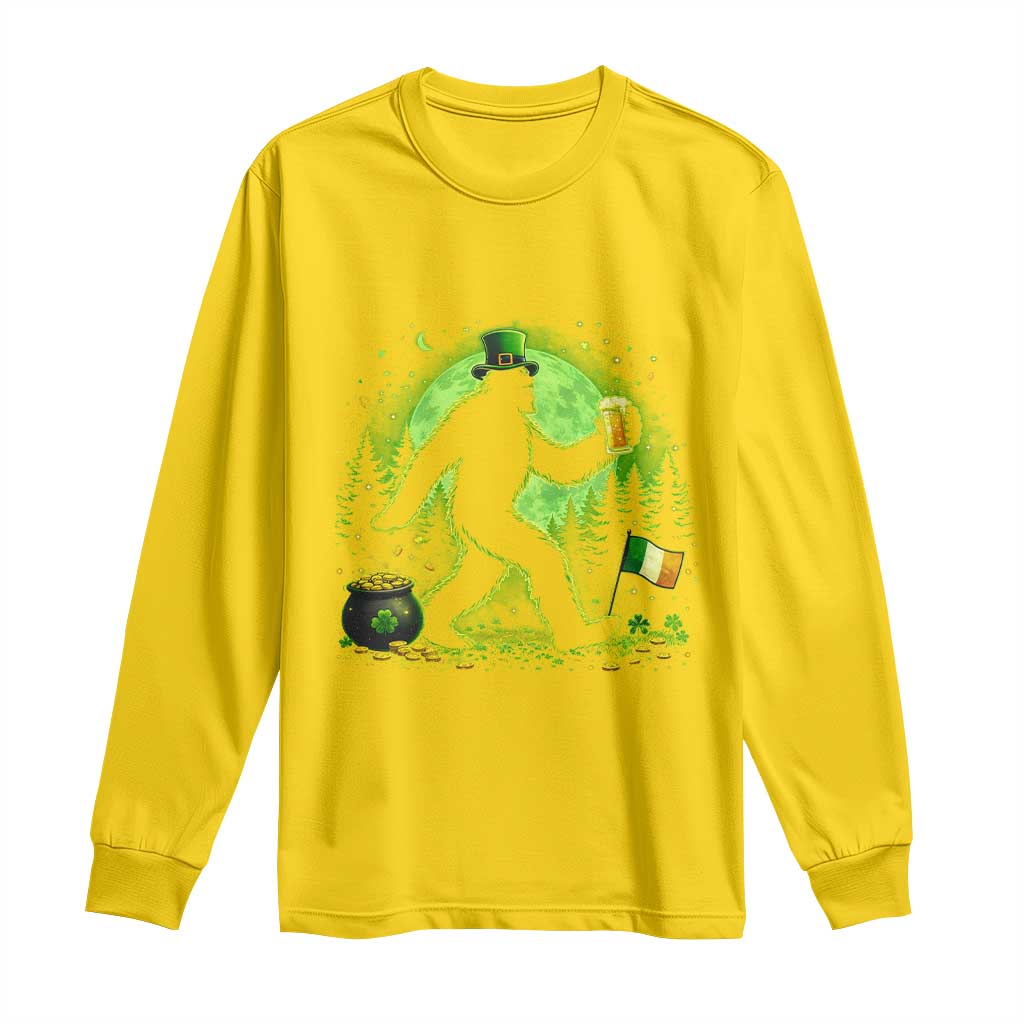 Funny Bigfoot St Patricks Day Long Sleeve Shirt Sasquatch Drinking Green Beer Lover TS14 Daisy Print Your Wear