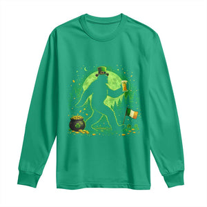 Funny Bigfoot St Patricks Day Long Sleeve Shirt Sasquatch Drinking Green Beer Lover TS14 Irish Green Print Your Wear