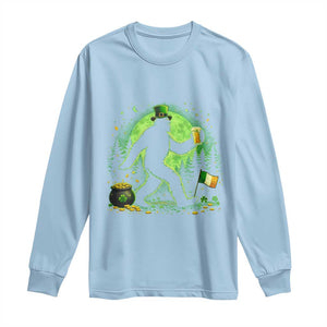 Funny Bigfoot St Patricks Day Long Sleeve Shirt Sasquatch Drinking Green Beer Lover TS14 Light Blue Print Your Wear