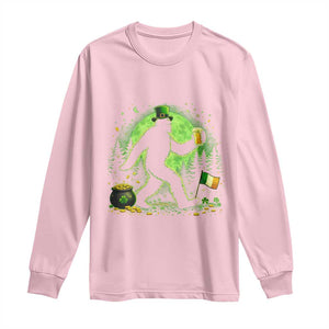 Funny Bigfoot St Patricks Day Long Sleeve Shirt Sasquatch Drinking Green Beer Lover TS14 Light Pink Print Your Wear