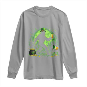 Funny Bigfoot St Patricks Day Long Sleeve Shirt Sasquatch Drinking Green Beer Lover TS14 Sport Gray Print Your Wear