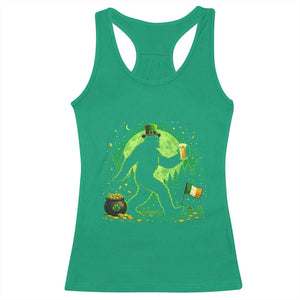 Funny Bigfoot St Patricks Day Racerback Tank Top Sasquatch Drinking Green Beer Lover TS14 Irish Green Print Your Wear