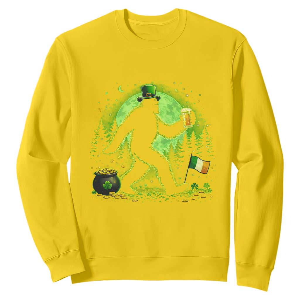 Funny Bigfoot St Patricks Day Sweatshirt Sasquatch Drinking Green Beer Lover TS14 Daisy Print Your Wear