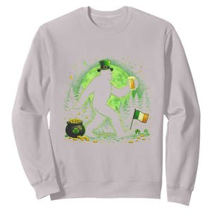 Funny Bigfoot St Patricks Day Sweatshirt Sasquatch Drinking Green Beer Lover TS14 Ice Gray Print Your Wear