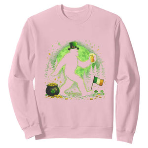 Funny Bigfoot St Patricks Day Sweatshirt Sasquatch Drinking Green Beer Lover TS14 Light Pink Print Your Wear