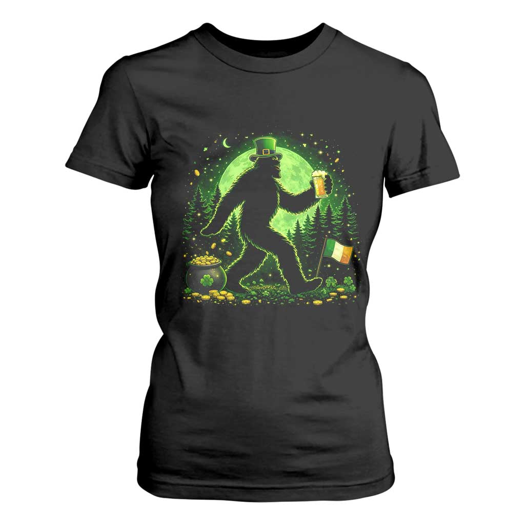 Funny Bigfoot St Patricks Day T Shirt For Women Sasquatch Drinking Green Beer Lover TS14 Black Print Your Wear