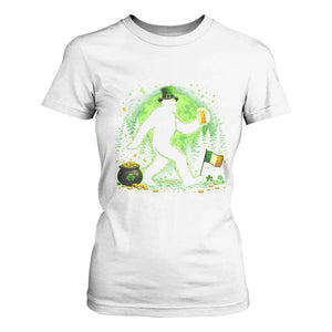Funny Bigfoot St Patricks Day T Shirt For Women Sasquatch Drinking Green Beer Lover TS14 White Print Your Wear