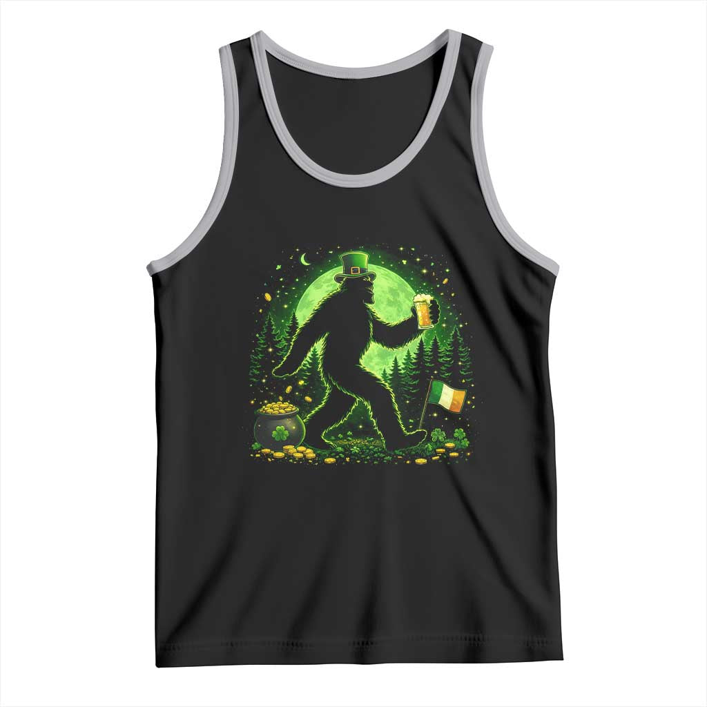Funny Bigfoot St Patricks Day Tank Top Sasquatch Drinking Green Beer Lover TS14 Black Athletic Heather Print Your Wear