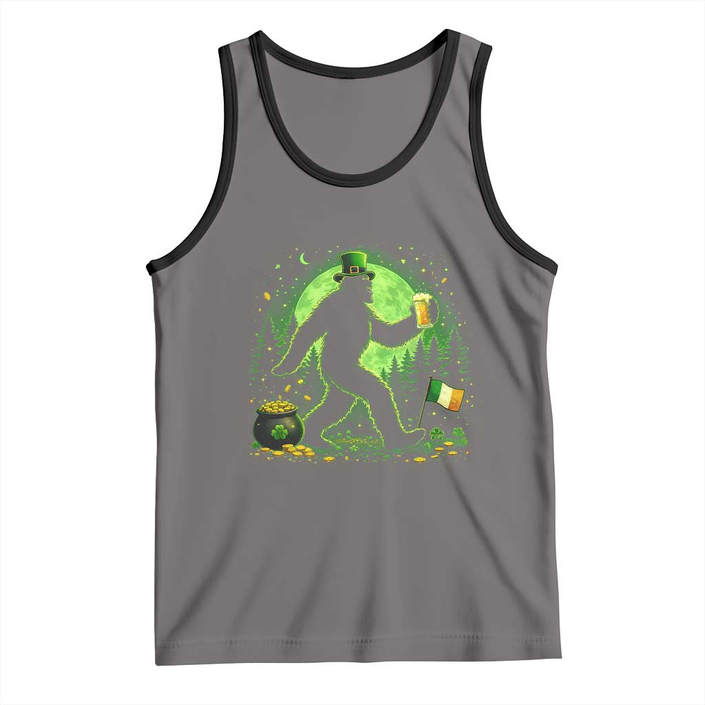 Funny Bigfoot St Patricks Day Tank Top Sasquatch Drinking Green Beer Lover TS14 Deep Heather Black Print Your Wear