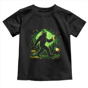 Funny Bigfoot St Patricks Day Toddler T Shirt Sasquatch Drinking Green Beer Lover TS14 Black Print Your Wear