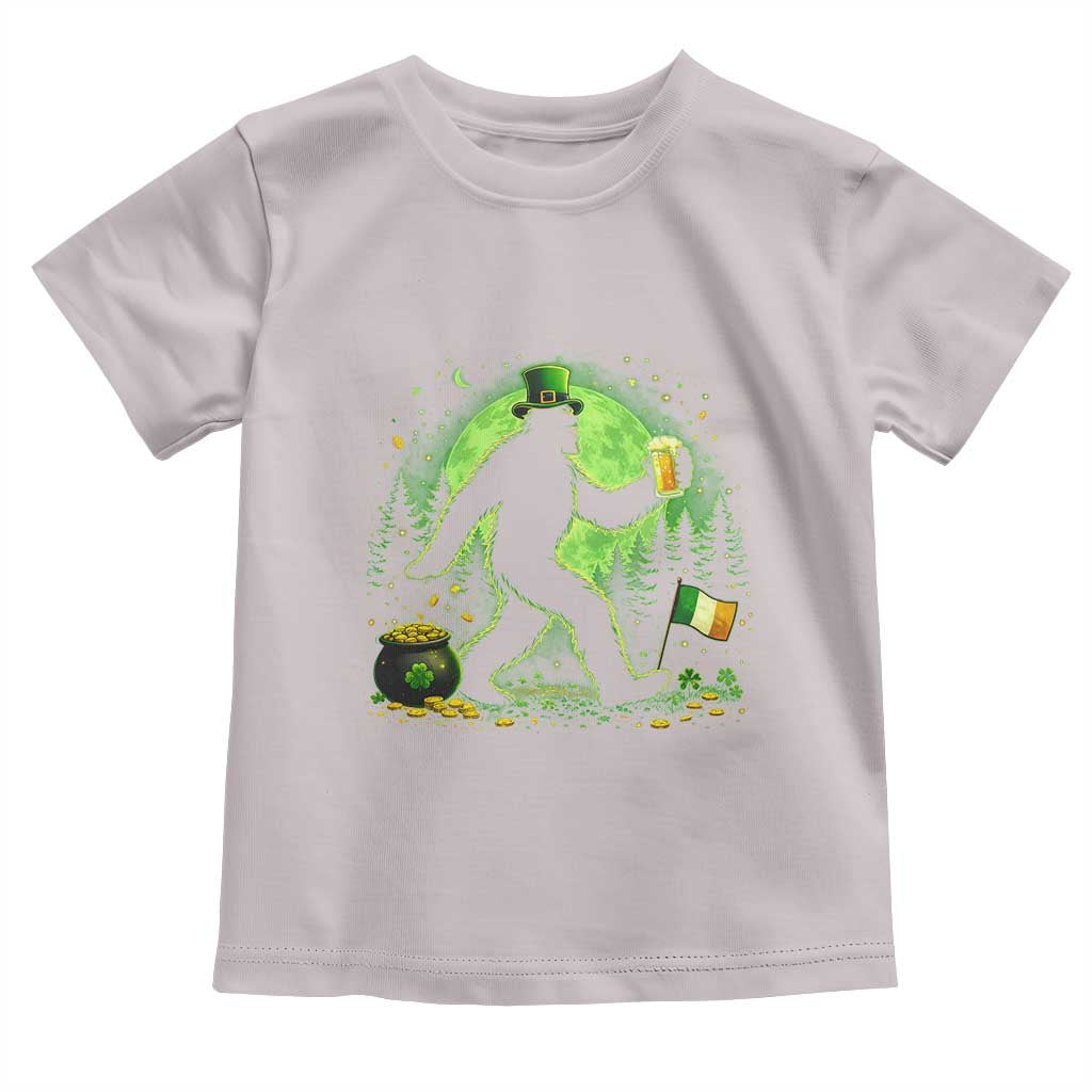 Funny Bigfoot St Patricks Day Toddler T Shirt Sasquatch Drinking Green Beer Lover TS14 Ice Gray Print Your Wear