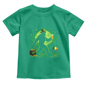 Funny Bigfoot St Patricks Day Toddler T Shirt Sasquatch Drinking Green Beer Lover TS14 Irish Green Print Your Wear