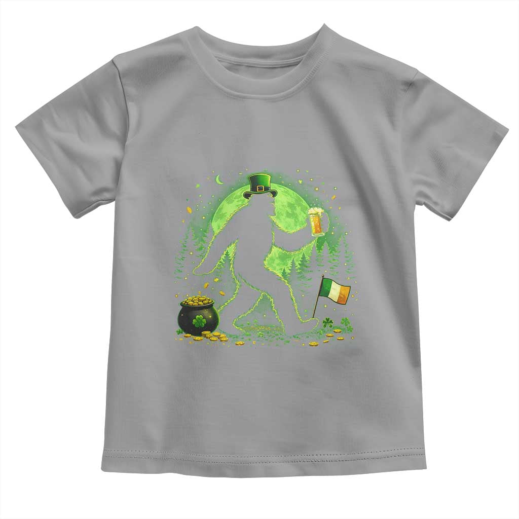 Funny Bigfoot St Patricks Day Toddler T Shirt Sasquatch Drinking Green Beer Lover TS14 Sport Gray Print Your Wear