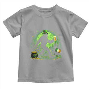 Funny Bigfoot St Patricks Day Toddler T Shirt Sasquatch Drinking Green Beer Lover TS14 Sport Gray Print Your Wear