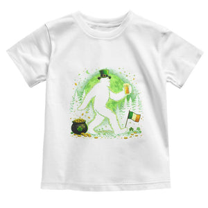 Funny Bigfoot St Patricks Day Toddler T Shirt Sasquatch Drinking Green Beer Lover TS14 White Print Your Wear