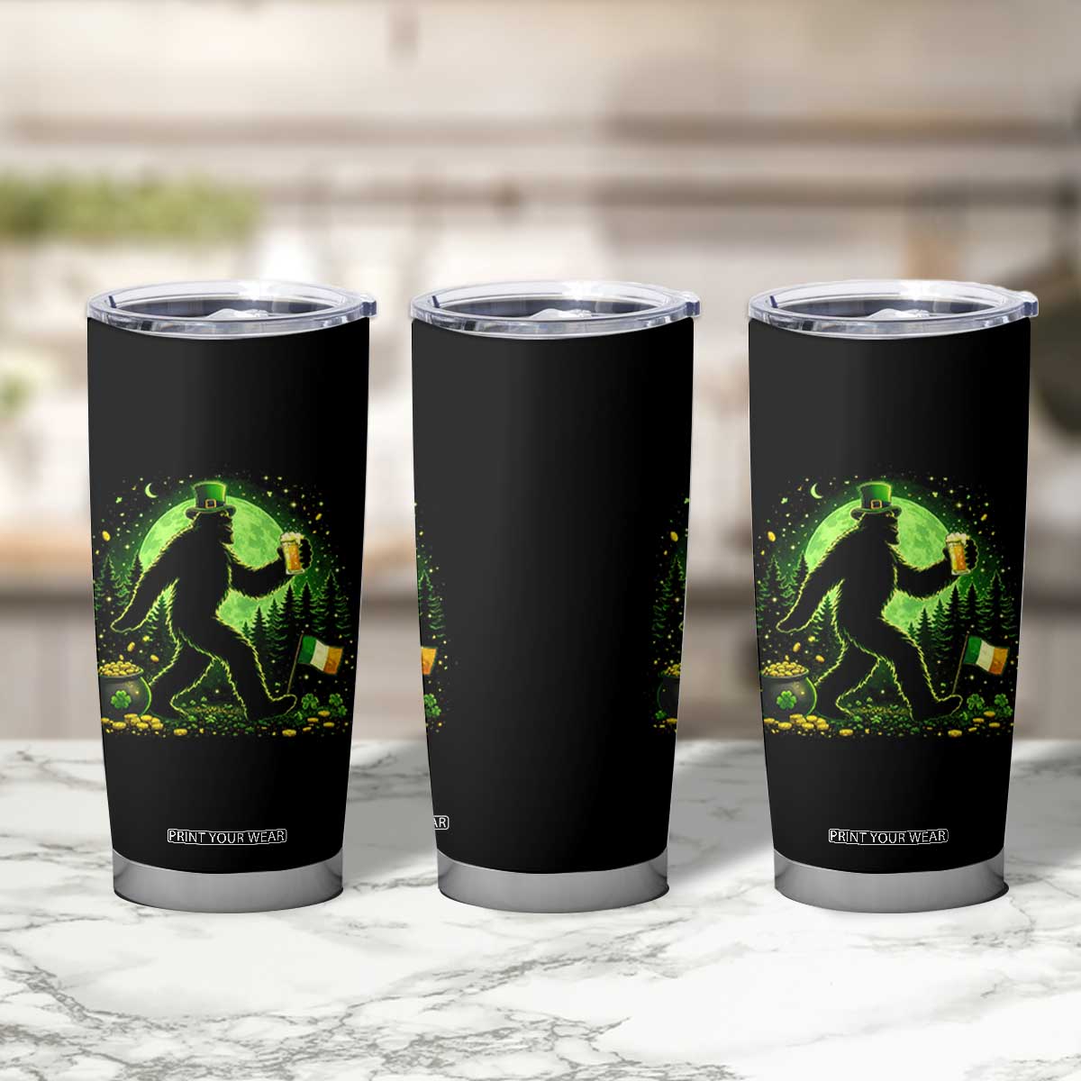 Funny Bigfoot St Patricks Day Tumbler Cup Sasquatch Drinking Green Beer Lover TS14 Print Your Wear