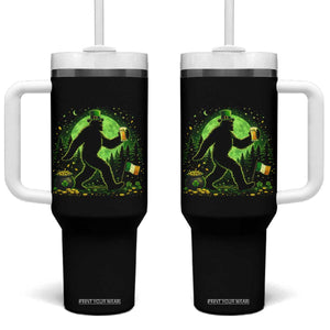 Funny Bigfoot St Patricks Day Tumbler With Handle Sasquatch Drinking Green Beer Lover TS14 One Size: 40 oz Black Print Your Wear