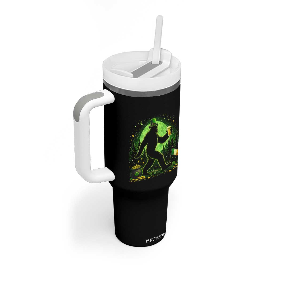 Funny Bigfoot St Patricks Day Tumbler With Handle Sasquatch Drinking Green Beer Lover TS14 Print Your Wear