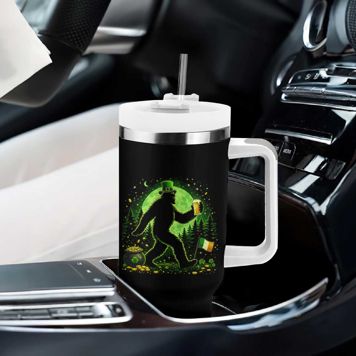 Funny Bigfoot St Patricks Day Tumbler With Handle Sasquatch Drinking Green Beer Lover TS14 Print Your Wear
