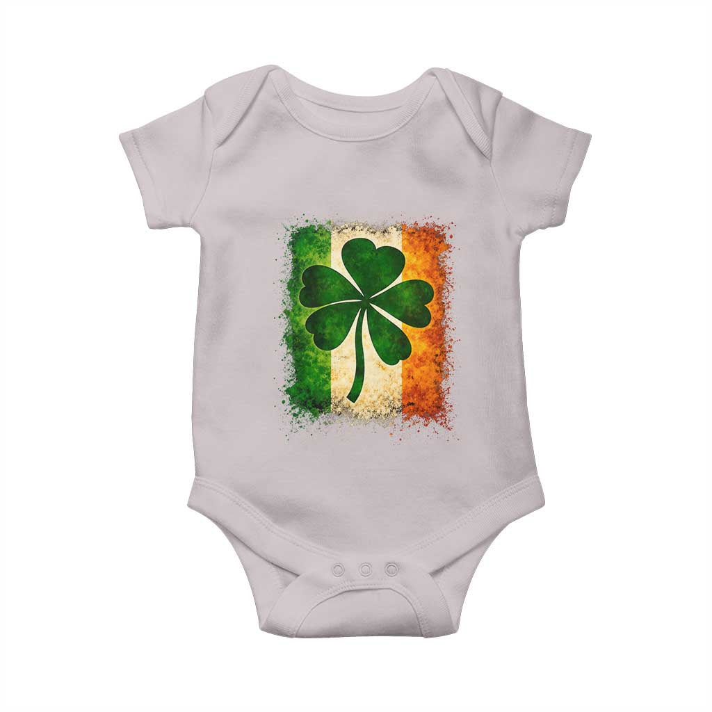 Retro Ireland Shamrock Irish Flag St Patricks Day Baby Onesie TS14 Ice Gray Print Your Wear