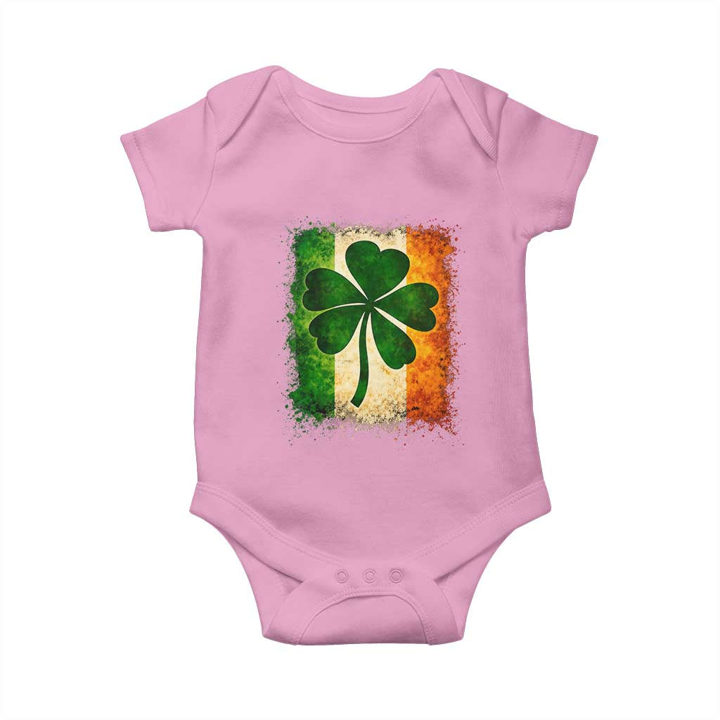 Retro Ireland Shamrock Irish Flag St Patricks Day Baby Onesie TS14 Light Pink Print Your Wear