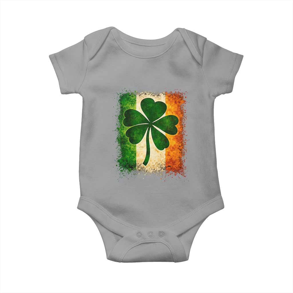 Retro Ireland Shamrock Irish Flag St Patricks Day Baby Onesie TS14 Sport Gray Print Your Wear