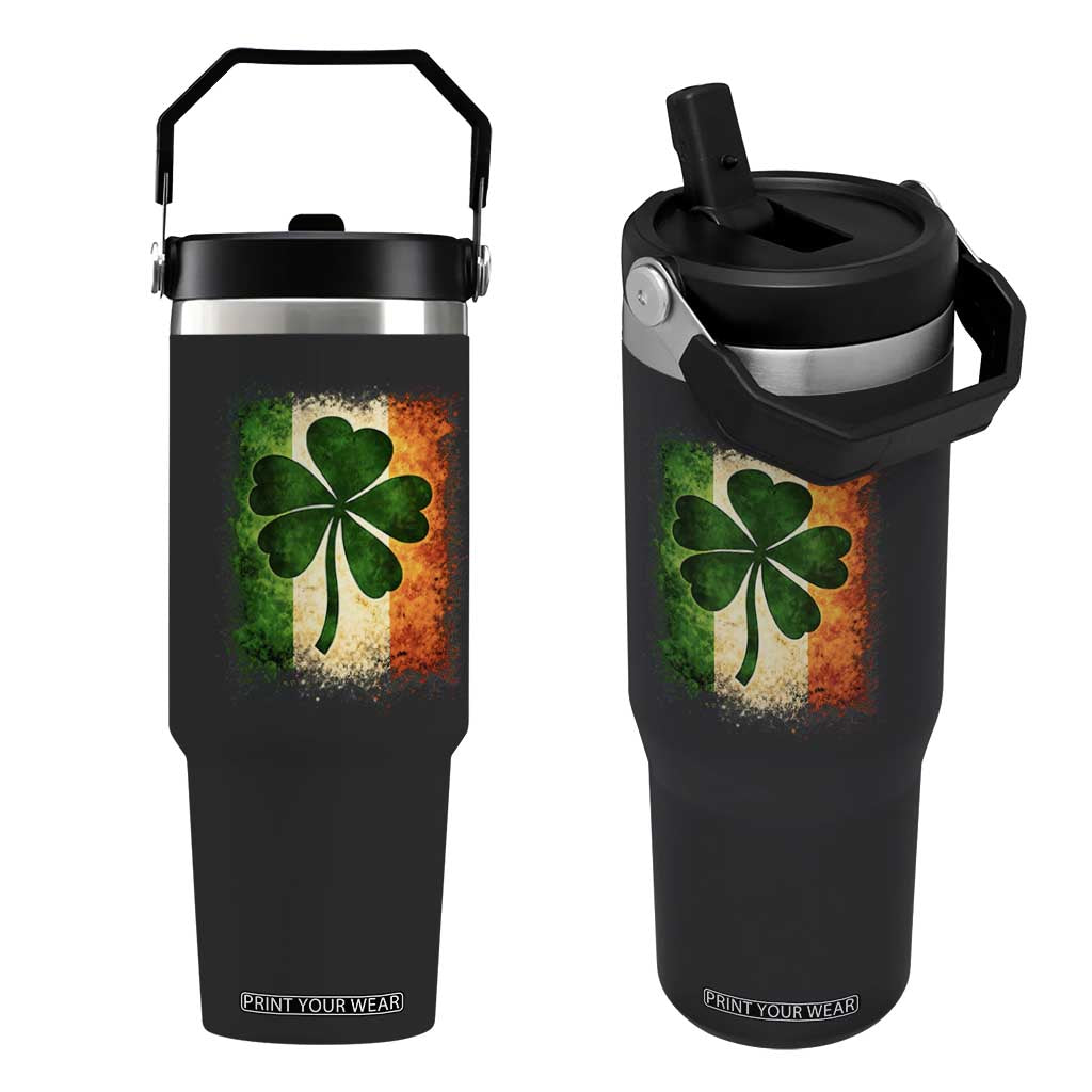 Retro Ireland Shamrock Irish Flag St Patricks Day Flip Straw Tumbler TS14 One Size: 30 oz Black Print Your Wear