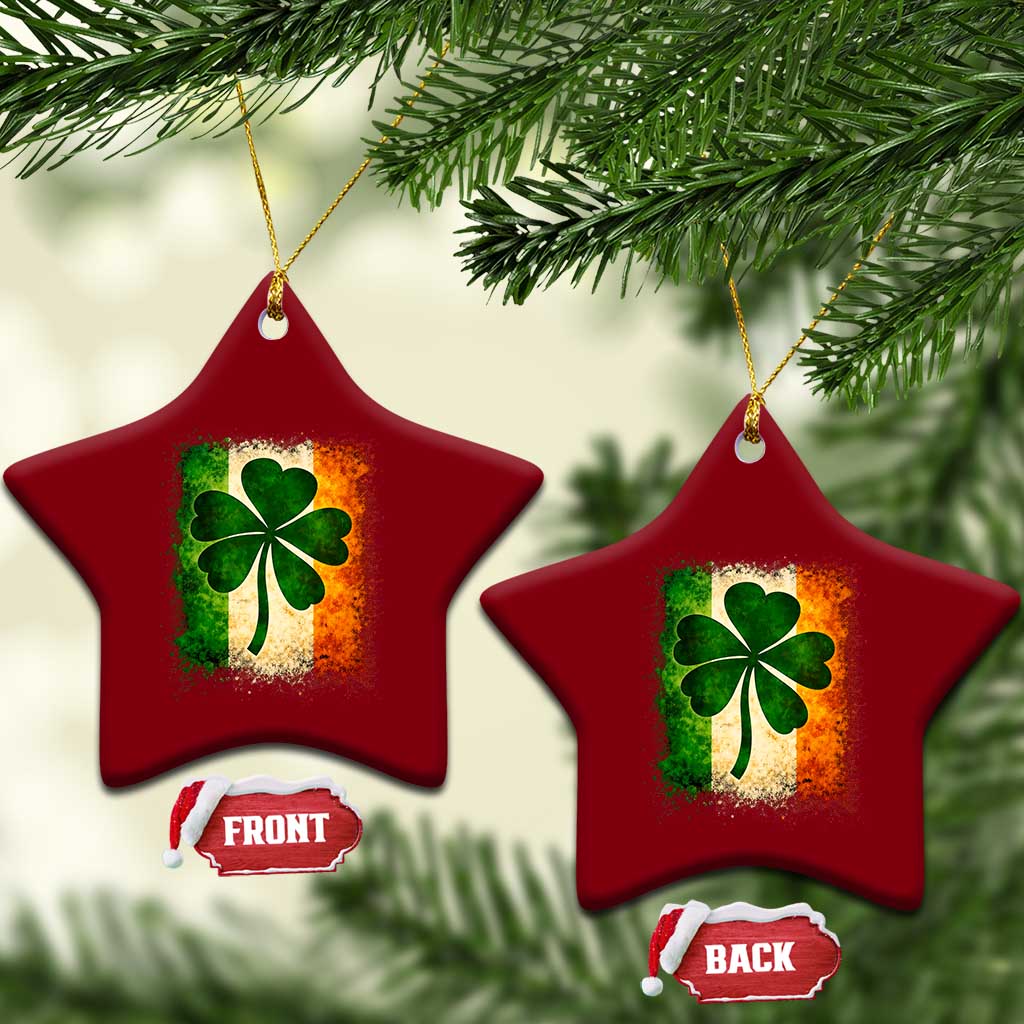 Retro Ireland Shamrock Irish Flag St Patricks Day Ceramic Ornament TS14 Print Your Wear