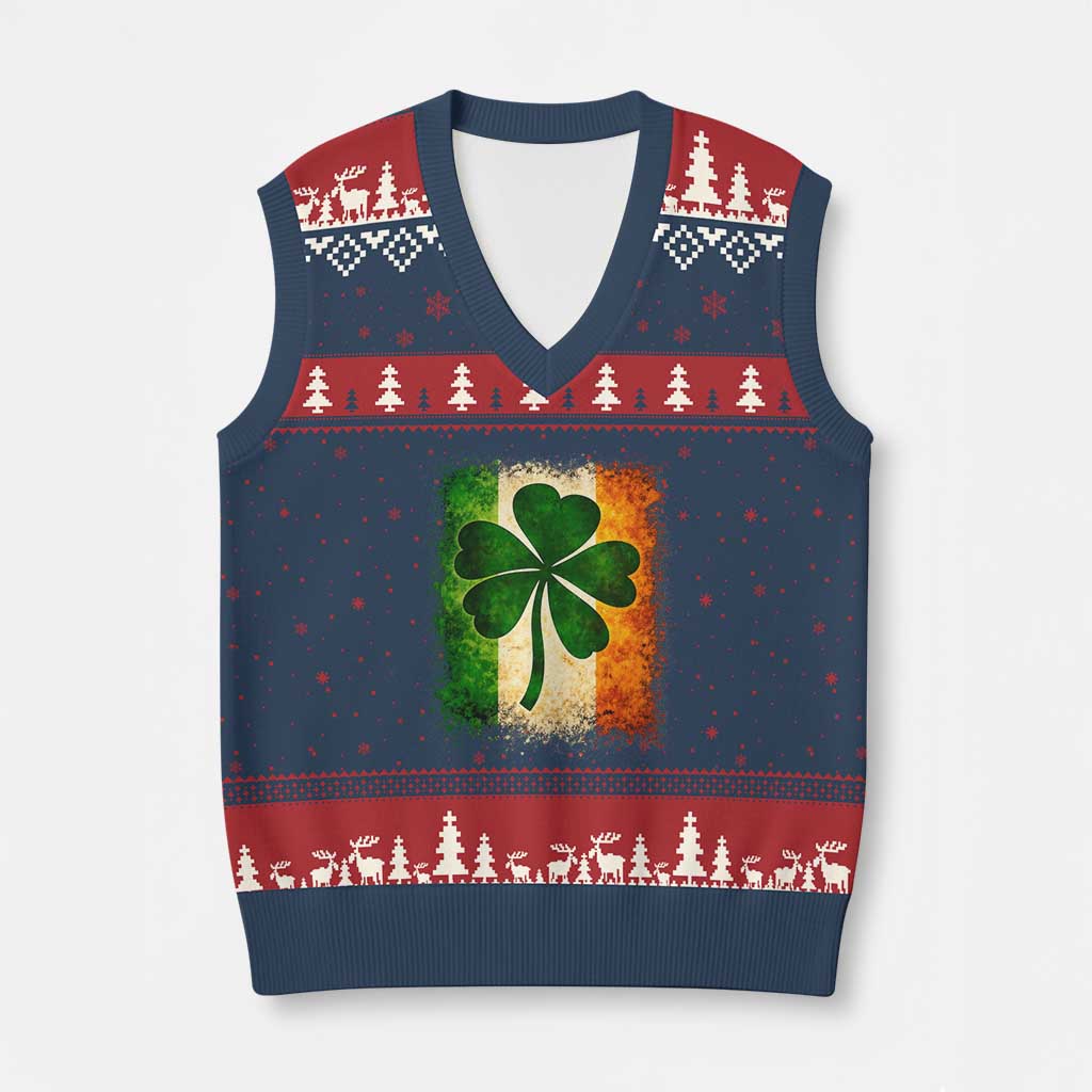 Retro Ireland Shamrock Irish Flag St Patricks Day V-Neck Knit Sweater Vest TS14 Navy Red Print Your Wear
