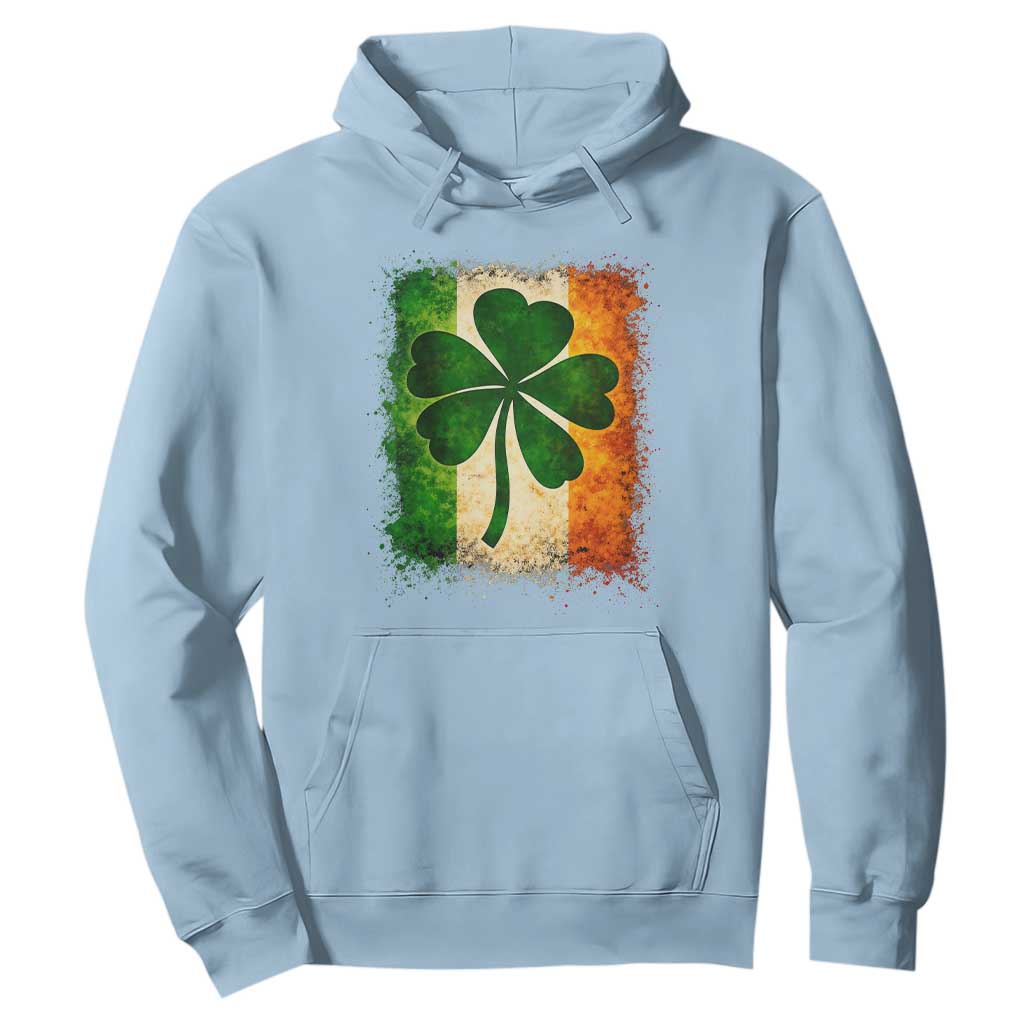 Retro Ireland Shamrock Irish Flag St Patricks Day Hoodie TS14 Light Blue Print Your Wear