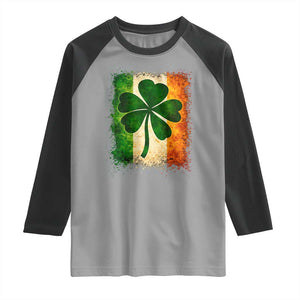 Retro Ireland Shamrock Irish Flag St Patricks Day Raglan Shirt TS14 Sport Gray Black Print Your Wear
