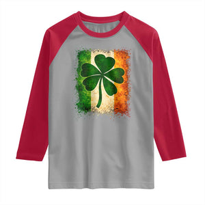 Retro Ireland Shamrock Irish Flag St Patricks Day Raglan Shirt TS14 Sport Gray Red Print Your Wear