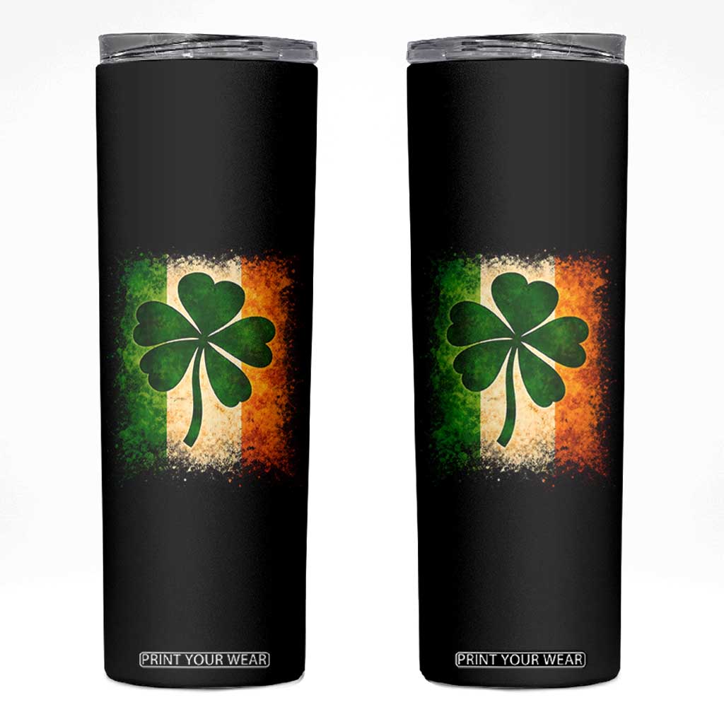 Retro Ireland Shamrock Irish Flag St Patricks Day Skinny Tumbler TS14 Black Print Your Wear
