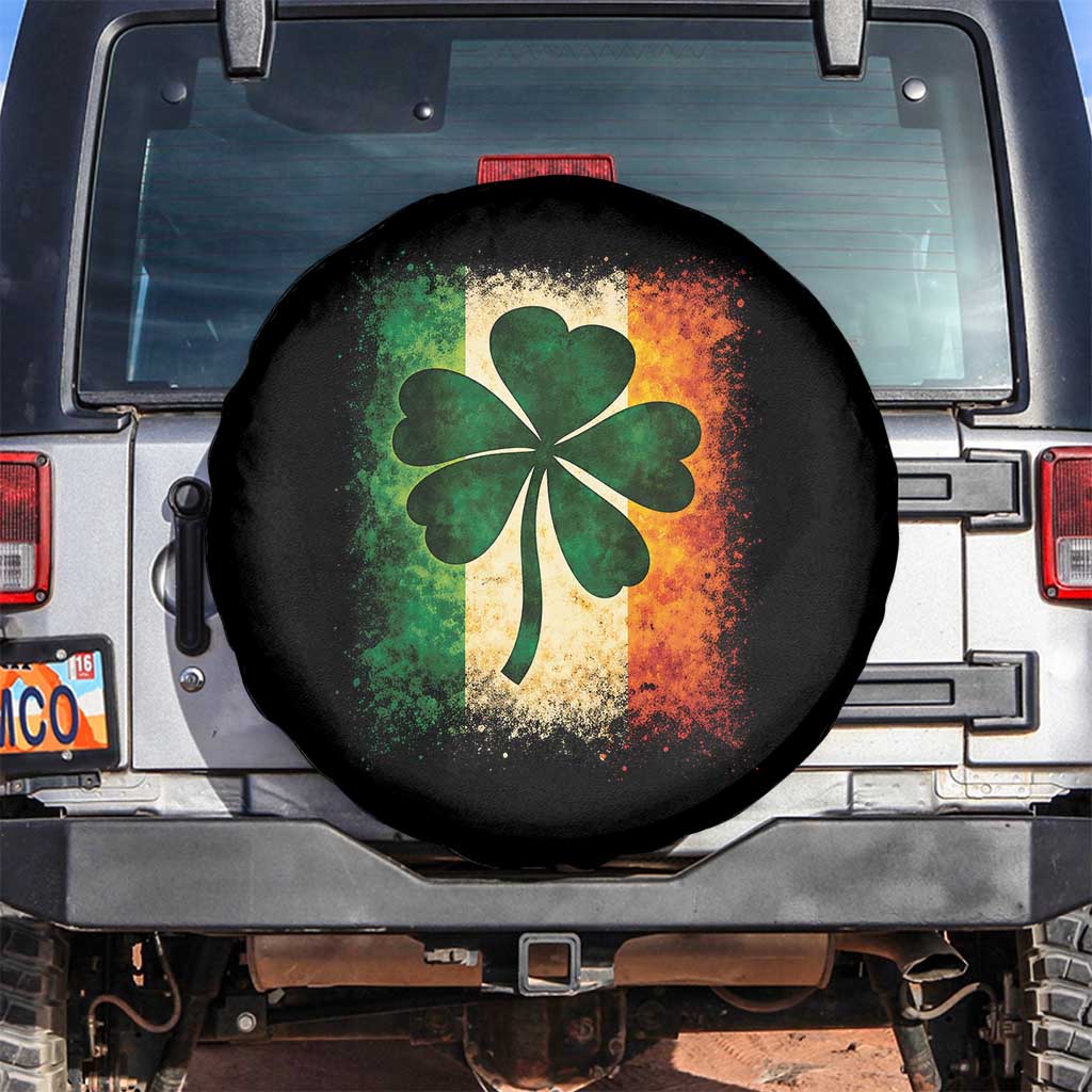 Retro Ireland Shamrock Irish Flag St Patricks Day Spare Tire Cover TS14 No hole Black Print Your Wear