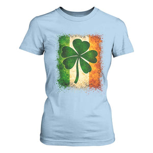 Retro Ireland Shamrock Irish Flag St Patricks Day T Shirt For Women TS14 Light Blue Print Your Wear