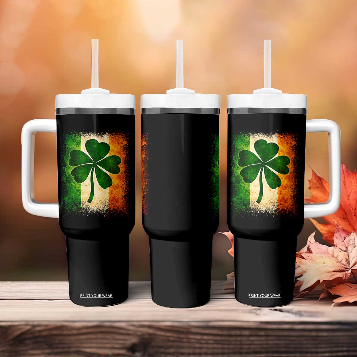 Retro Ireland Shamrock Irish Flag St Patricks Day Tumbler With Handle TS14 Print Your Wear