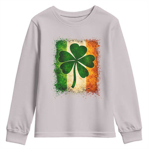 Retro Ireland Shamrock Irish Flag St Patricks Day Youth Sweatshirt TS14 Ice Gray Print Your Wear