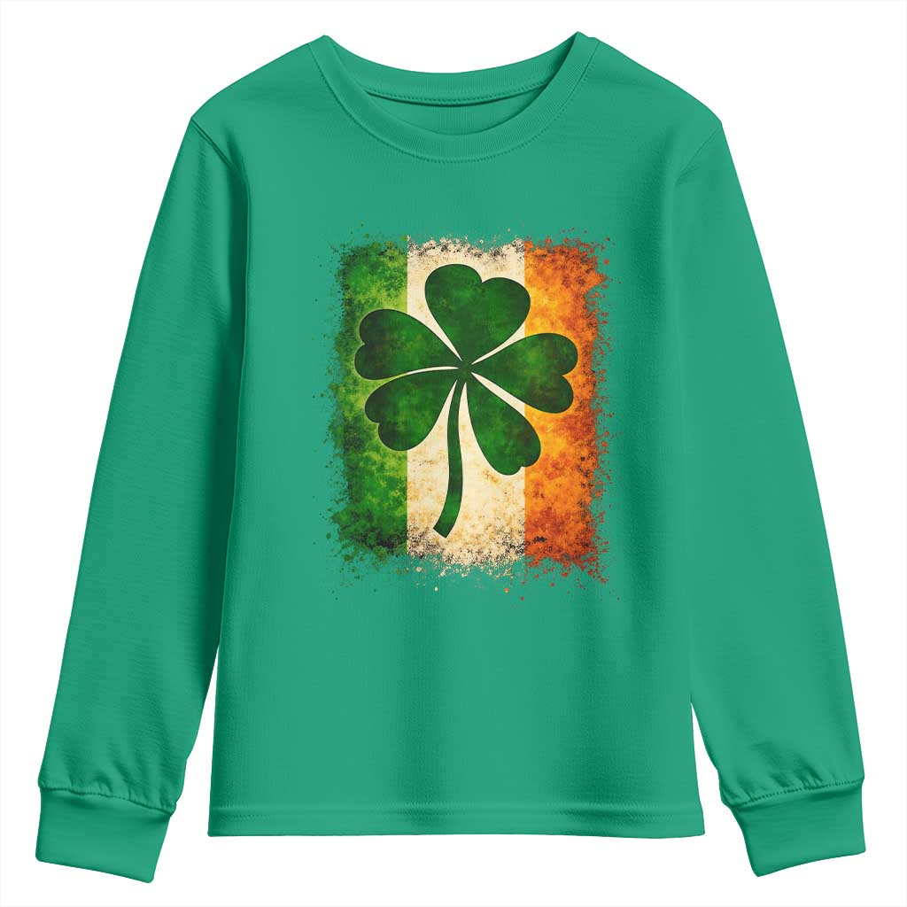 Retro Ireland Shamrock Irish Flag St Patricks Day Youth Sweatshirt TS14 Irish Green Print Your Wear