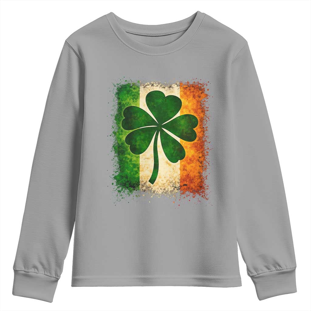 Retro Ireland Shamrock Irish Flag St Patricks Day Youth Sweatshirt TS14 Sport Gray Print Your Wear