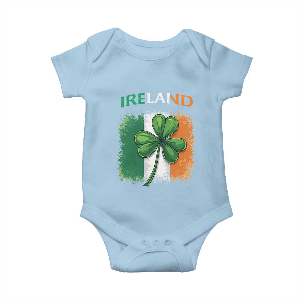 Vintage Ireland Shamrock Irish Flag St Patricks Day Baby Onesie TS14 Light Blue Print Your Wear