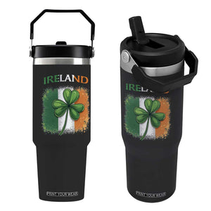 Vintage Ireland Shamrock Irish Flag St Patricks Day Flip Straw Tumbler TS14 One Size: 30 oz Black Print Your Wear